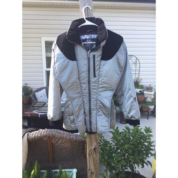 Vintage Nils Womens Ski Coat Size 8 Gray Silver Retro Sport 80s Jacket Space - Picture 1 of 13